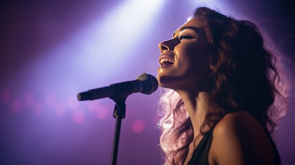 Wall Mural - Woman singing at a concert, 