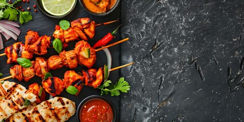 Sticker - Indulge in Indian Delights Chicken Tikka Masala, Tandoori Chicken, and Appetizers. Concept Indian Cuisine, Chicken Dishes, Appetizers, Tandoori Cooking, Spicy Flavors