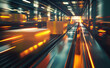 © Curioso.Photography - Cardboard boxes moving quickly on a conveyor belt in a large distribution center.