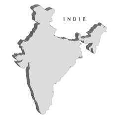 Wall Mural - India 3d flag map on white background