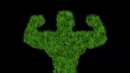 Wall Mural - Beautiful illustration of strong human shape with green grass on black background