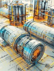 Detailed Infographic Blueprint of Manufacturer s Structural Battery Components