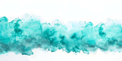 Wall Mural - Emerald and Sky Blue Abstract Watercolor Border on Isolated Background. Concept Watercolor border, Abstract art, Emerald green, Sky blue, Isolated background