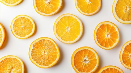 Isolated juicy orange slices on white background