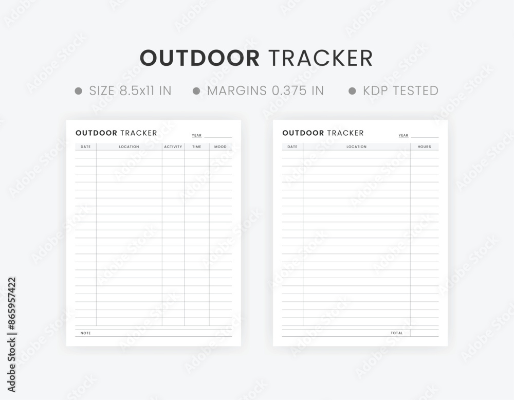 Outdoor Activity Inventory Outdoor Hours Tracker Template Printable, Track Your Time Outdoors ...