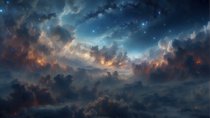 Wall Mural - a dark cloudy sky with stars in the background. ai.