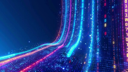 Wall Mural - a futuristic city with neon lights and a glowing background. ai.