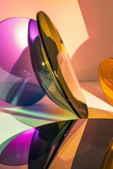 Wall Mural - a colorful glass object is reflected in a mirror. generative ai.