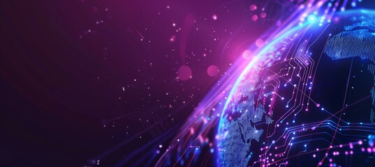 Wall Mural - a glowing globe with a network of lines and dots. ai.