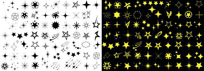 Wall Mural - sparkling star vector set, celestial symbols and night sky icons. star sparkle icon for designs, bac