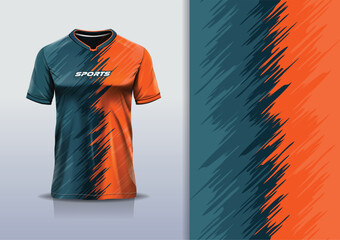 Poster - Sport jersey template mockup wave grunge design for football soccer, racing, running, e sports, gray orange color