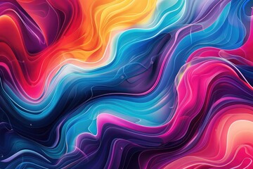 Wall Mural - abstract background with glowing waves and lines in purple and blue colors,Abstract background with flowing neon liquid waves in a fusion of pink, blue, and purple hues with glittering particles
