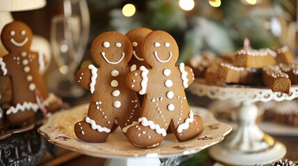 Sticker - Gingerbread figures displayed on a charming table