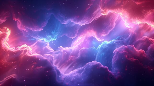  stormy cloud emitting bright neon light, the background filled with dynamic neon patterns