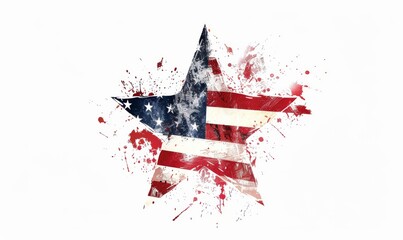 Wall Mural - Abstract grunge brushed flag of USA in shape of star. Template for United states of America national holidays (Independence day, Veteran's day, Memorial day, etc).