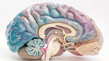 Wall Mural - A crosssection of the adult brain with different regions marked where neurogenesis occurs at varying rates.