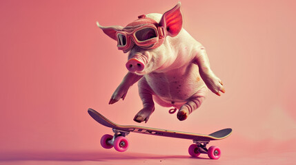 Piggy on a Skateboard