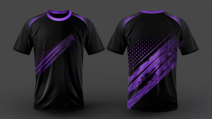 Soccer Uniforms,Black and purple football club t-shirt sport design, Generative AI