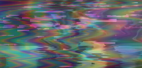 Aufkleber - Abstract colorful glitchy background representing a broken computer screen.
