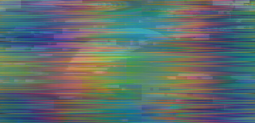 Wall Mural - Abstract glitchy background with colorful stripes representing a broken computer screen.