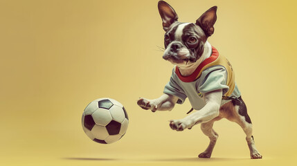 Wall Mural - Boston Terrier Playing Soccer