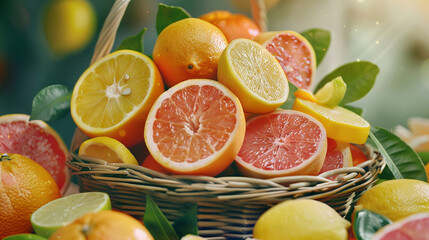 Wall Mural - oranges in a basket