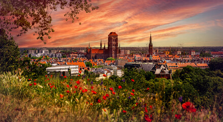 Poster - Scenic summer panorama in Gdansk	