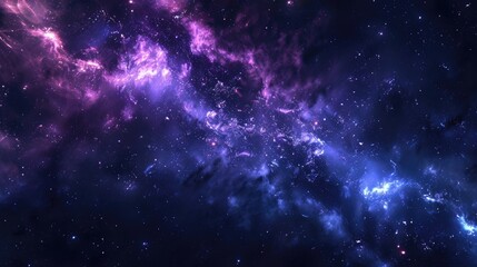 Blue Purple Galaxy. Nebula and Stars in Night Sky. Space Background of the Universe