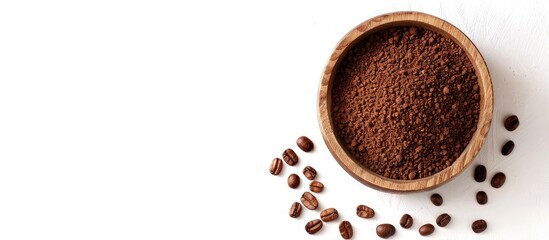 Leinwandbilder - ground coffee and beans coffee in bowl isolated on white background. Copy space image. Place for adding text or design