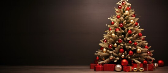 Aufkleber - Indoor shot of a beautifully adorned Christmas tree with copy space image.