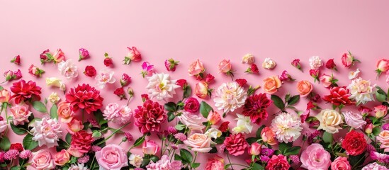Poster - Flower pattern arranged beautifully as a background with copy space image for decorative use, such as wallpaper, wedding, or vintage designs.