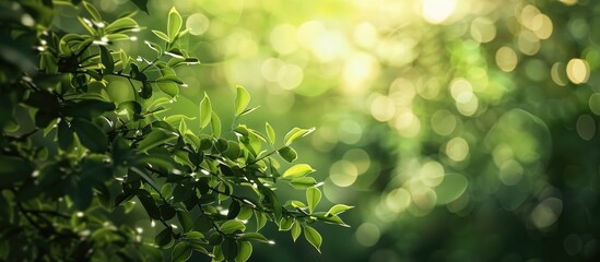 Fototapete - Classic green bokeh with copy space image.