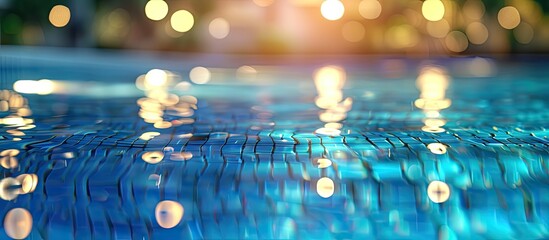 Aufkleber - Bokeh light background in the pool. Copy space image. Place for adding text or design