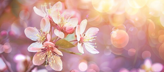 Fototapete - Soft focus flower on blurred bokeh background with copy space image.