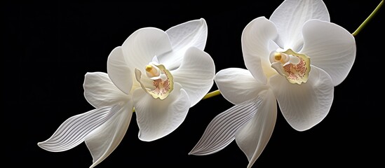 Poster - Two delicate white orchid petals with copy space image.