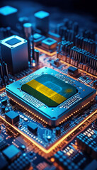 Wall Mural - The Rwanda flag embedded on a powerful CPU, symbolizing leadership in technological innovation and digital advancement