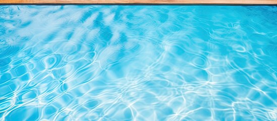 Aufkleber - Soothing blue pool water framed by wooden border, creating a summer-themed abstract blurred pattern with available copy space image.