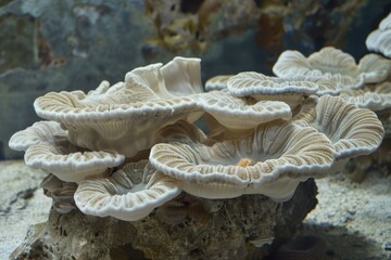 Photo of bleached coral in the sea , global warming , Generative AI