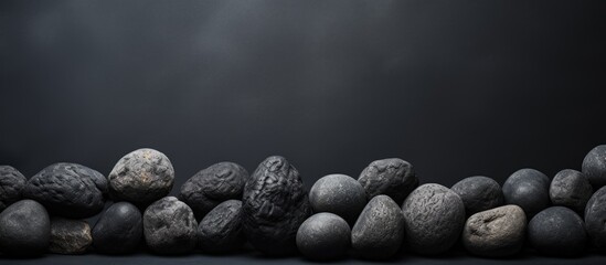 Leinwandbilder - Selective focus on dark tone background with black charcoal texture, creating a striking visual contrast in the copy space image.