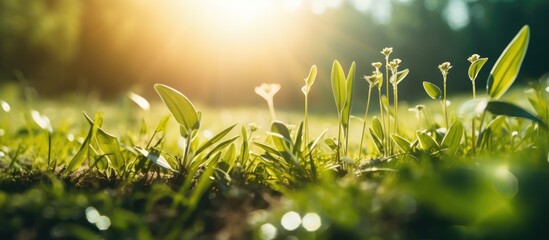 Wall Mural - Summer sun leads to the rapid growth of weeds, an ideal opportunity for botanical growth, perfect for a copy space image.