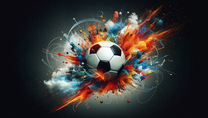 Abstract artistic explosion with soccer ball, representing the excitement and energy of the Football Soccer Fever event , abstract, artistic, explosion, soccer ball