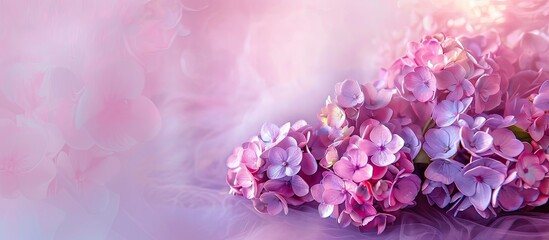 Aufkleber - bouquet flower Hydrangea isolated on pastel background. with copy space image. Place for adding text or design