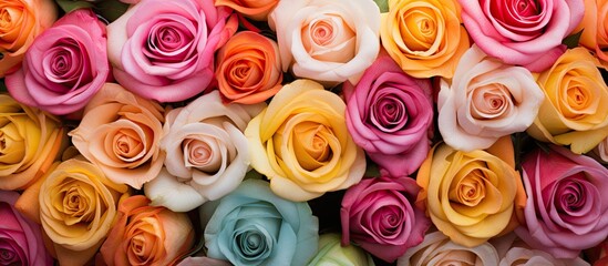 Poster - Vibrant roses in full bloom create a stunning copy space image.