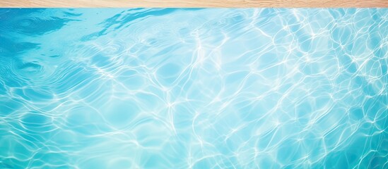 Aufkleber - Soothing blue pool water framed by wooden border, creating a summer-themed abstract blurred pattern with available copy space image.