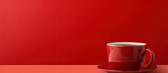 Poster - Coffee in a red cup with copy space image.