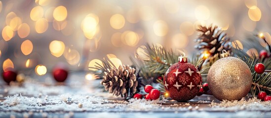 Poster - Festive ornament and decorations for Christmas with a copy space image.