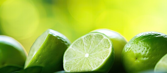 Fototapete - The soft, out-of-focus background with a blurred lime providing a subtle touch, perfect for a relaxing copy space image.