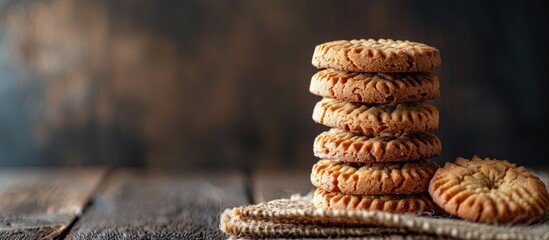 Fototapete - Stack of delicious cookies in an elegant arrangement with copy space image.