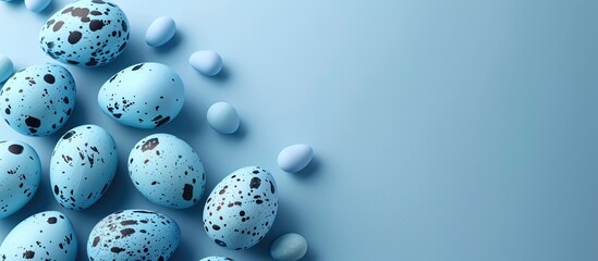 Aufkleber - Set of blue Easter eggs with copy space image.