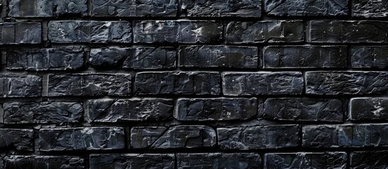 Poster - Vintage dark tone brick wall texture suitable for interior or exterior design with black and grey tones, ideal for a backdrop with blank copy space image.